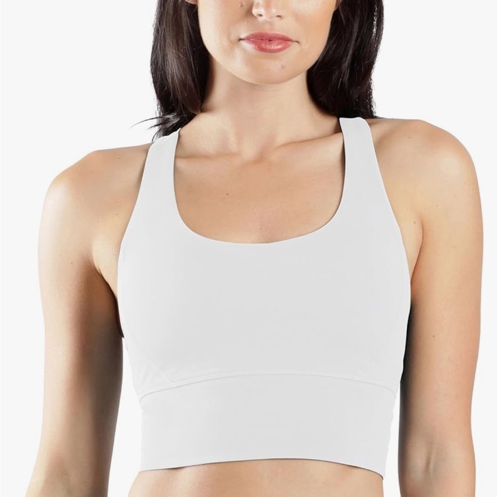 90 Degree By Reflex White Seamless Sports Bra with Racerback